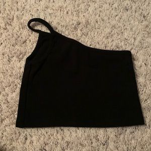 Black one shoulder crop top